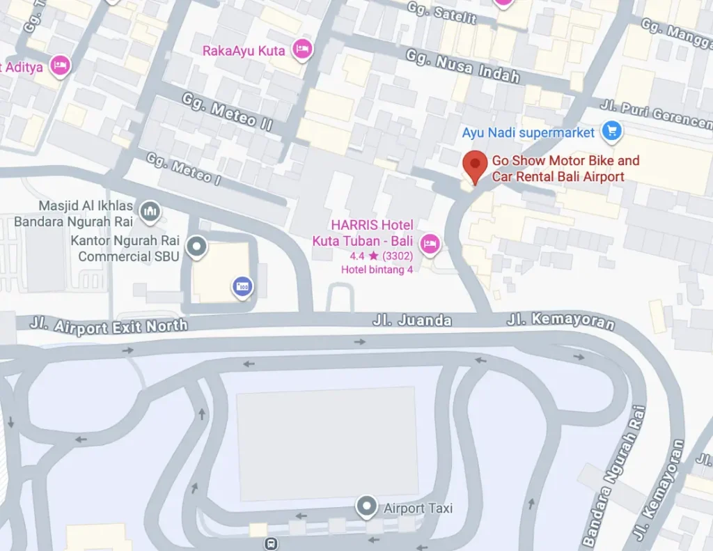 Google Maps go show rental scooter in bali airport ngurahrai